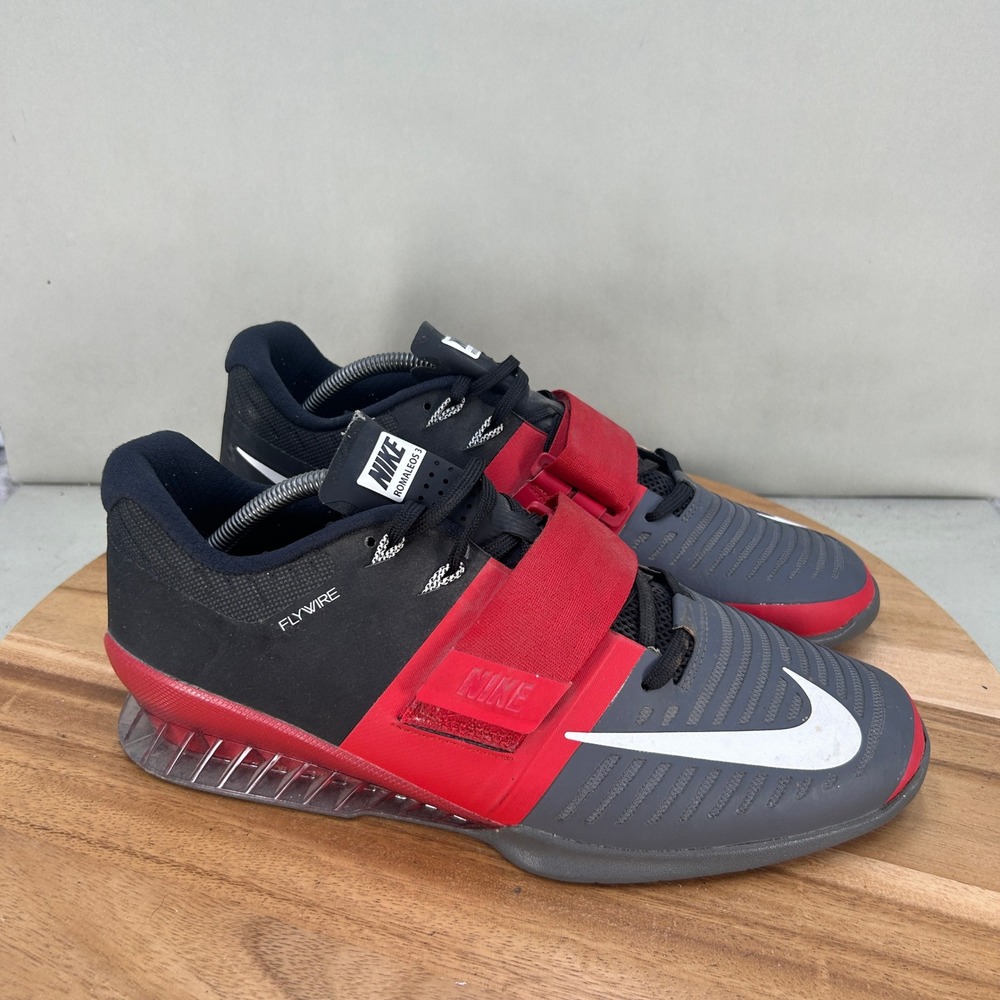 Nike Romaleos 3 Mens Weightlifting Shoes Black Red Grey 852933-600 Size 12.5